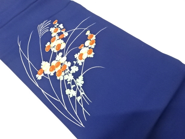 塩瀬　万寿菊に芒模様織り出し　名古屋帯